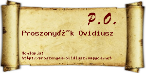 Proszonyák Ovidiusz névjegykártya